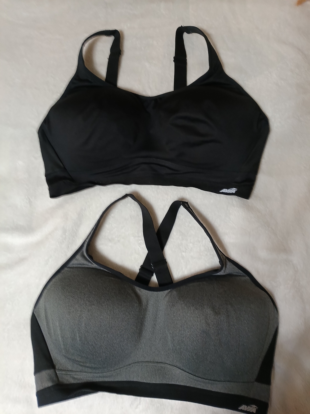 Avia Black & Gray Wireless Sports Bra Duo